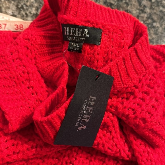 Hera collection red distressed acrylic crochet sleeveless sweater NWT M/L - Picture 6 of 9